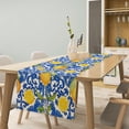 thumbnail image 2 of Italy Blue Tile Lemon Table Runner, Italian Navy Blue Burlap Watercolor Lemon Olive Summer Fruit Dinner Table Runners Farmhouse Coffee Table Home Kitchen Dresser Decor for Party Holiday 13"x108", 2 of 6