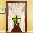 thumbnail image 2 of Collections Etc Isabella Ruffled Sheer Fabric Rod Pocket Window Curtain Set, Cream, 2 of 3
