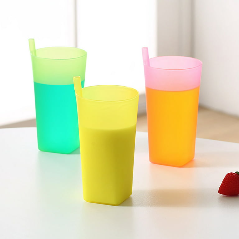 Sunjoy Tech Home Kids Cups with Built-in Straw - Drinking Cups with Straws  - Children Sip-a-Cup Dishwasher Safe BPA Free Brightly Colored Great Kid