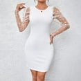 thumbnail image 2 of BangWanChi White Dress Women Fashion Women Summer Casual V-Neck Long Sleeve High Waist Mini Dress, 2 of 9