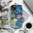 thumbnail image 6 of Blue Summer Vacation Phone Case, Surfer Ocean Sun Logo Collage Art, Durable Protective Cover for iPhone 17 16 15 14 13 12 11 Pro Plus Mini, 6 of 6