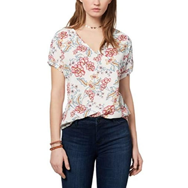 Hippie Rose Hippie Rose Juniors' BackZip CuffSleeved Top (Ivory