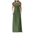 thumbnail image 1 of EIMELI Femmes Robe Décontractée Femmes O Cou Poches Décontractées Robe de Sol Manches Courtes Robe de Soirée en Vrac Vêtements Femmes L Beige, 1 of 7