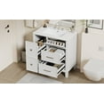thumbnail image 6 of 30 Inch Bathroom Vanity with Ceramic Sink, Flip-Out Drawer Design for Plumbing, White Painted MDF Cabinet with Solid Wood Legs, 6 of 14