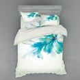 thumbnail image 2 of Abstract Duvet Cover Set, Big Single Abstract Blue Shades Ombre Flowers Artwork, Bedding Set with Shams and Fitted Sheet, 3 Sizes, by Ambesonne, 2 of 3
