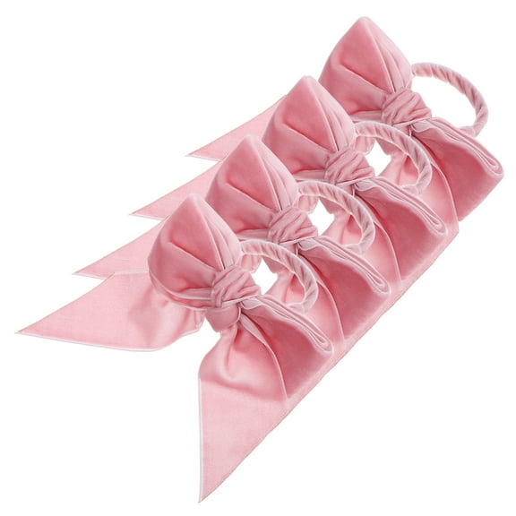FUEENIRVA Pink Napkin Holder Bow Shape Lint 4 Pcs Elegant For Family Dinner Weddings Parties