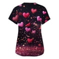 thumbnail image 3 of Womens Valentines Scrub Tops Plus Size Casual V Neck Cute Love Hearts Graphic Scrubs Loose Short Sleeve Scrub Shirts Nursing Uniform Medical Nurse Workwear with Pockets Wine M, 3 of 5
