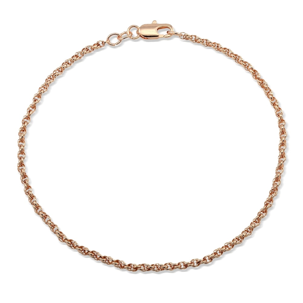 Rose Gold Tone Rope Chain Bracelet, 7.5 inches
