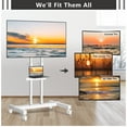 thumbnail image 4 of RTVR Mobile Rolling TV Stand on Wheels for 32-83 inch Screens, White Adjustable Portable TV Cart up to 110lbs for Living Room, 4 of 8