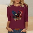 thumbnail image 4 of Plus Size Women's 3/4 Sleeve Printed Top, Round Neck Casual Pullover Blouse, USA 250th Anniversary Stylish Summer Spring Lightweight Shirt, Fashion Size S-4XL, 4 of 7
