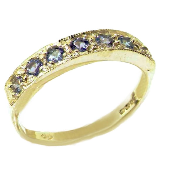 LBG Solid 10k .417 Yellow Gold Natural Tanzanite Womens Band Ring - Sizes 4 to 12 Available