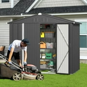 8 x 6 Outdoor Storage Shed on Sale, Aiho Shed & Outdoor Storage Clearance, Metal Storage Shed for Outside, Backyard, Garden & Patio - Dark Gray