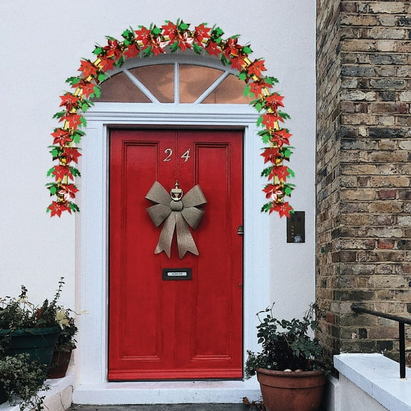 Beistle Metallic Poinsettia and Holly Column Christmas Garland - 9' x 12" - Set of 12