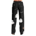 thumbnail image 6 of Womens Halloween Pajamas Cute Pumpkin Ghost Print Elastic Waist Pj Pants Cozy Lightweight Sleepwear For Halloween, 6 of 9