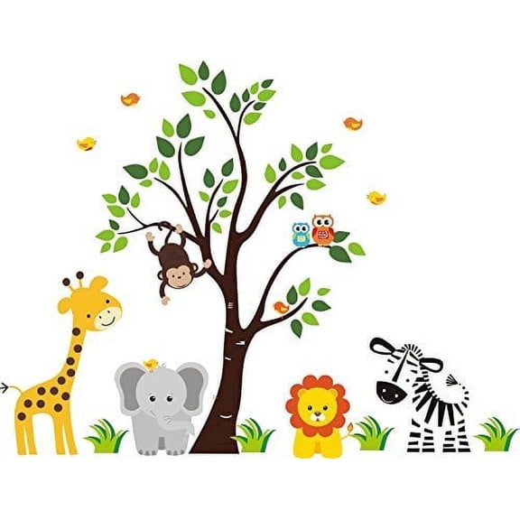 Baby Jungle Safari Animals for Baby Shower/Birthday Edible Image Icing Cake Topper for Quarter Sheet Cake, by TNCT