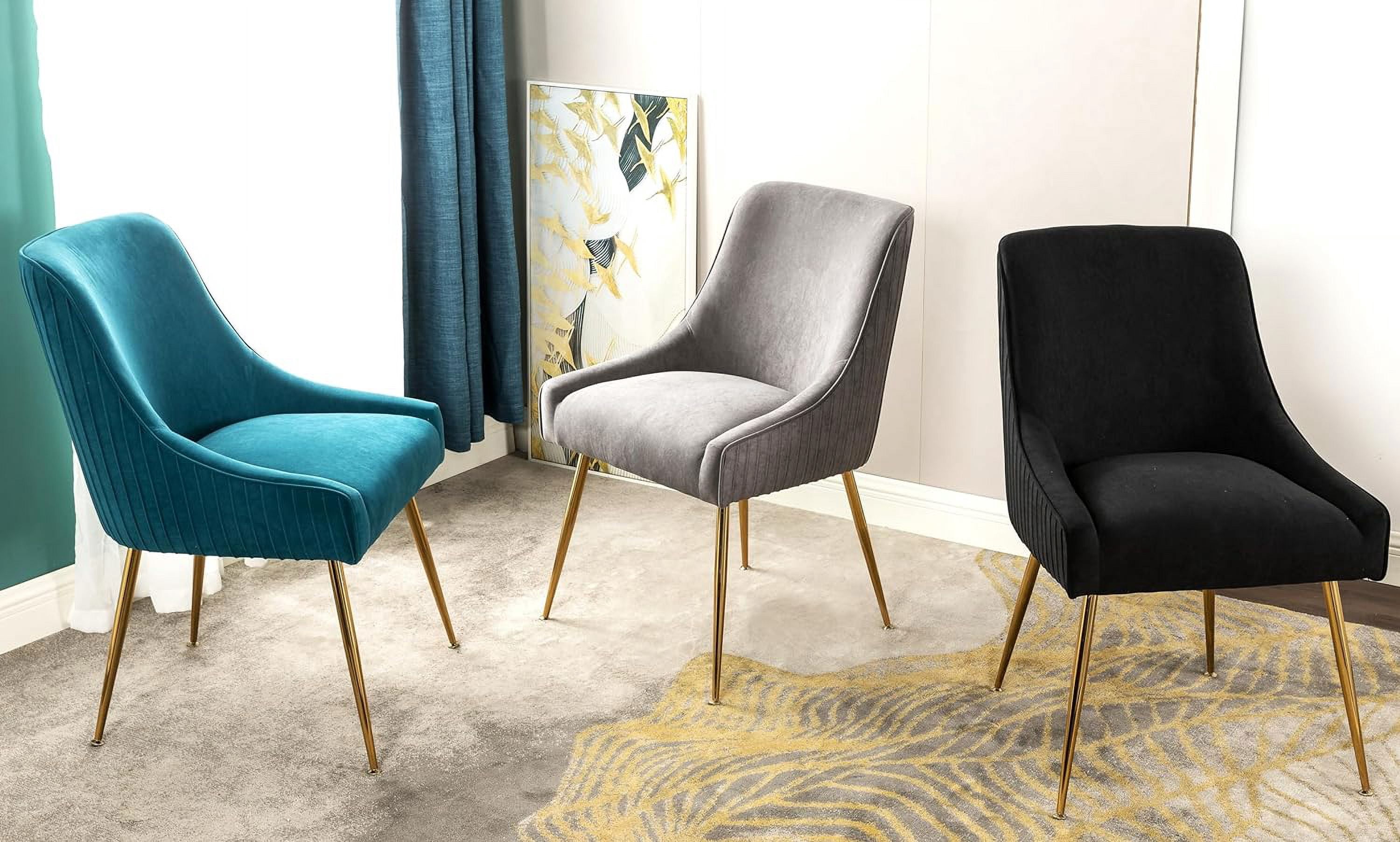 US Pride Furniture Luxury Velvet Chair with Elegant Scoop Back Design Gold Metal Legs and Soft Upholstery Comfortable Seating for Dining Room Kitchenor Office W22.0 x D25.0 x H35.2 Black