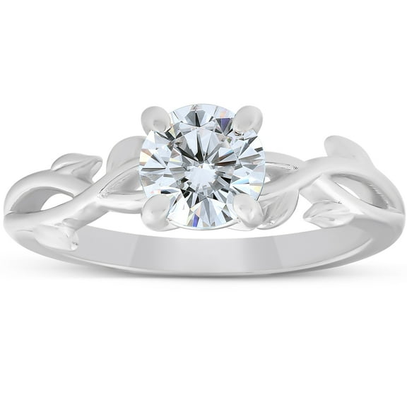 Pompeii 1 1/4 ct Solitaire Moissanite Vine Engagement Ring 14k White Gold (H/I,VVS1)