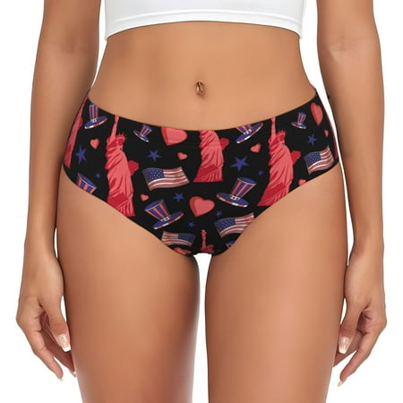 Womens Underwear - Flag heart USA Print No Show Seamless Underwear for Women  Soft Stretch Womens Panties  Hipster Ladies Panties Bikini Underwear Briefs