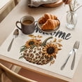 thumbnail image 3 of Retro Leopard Pumpkins Placemats Set of 8 Welcome Sunflowers Rustic Place Mats Indoor Wipeable Table Mats Washable Cloth Dining Table Placemats for Kitchen Holiday Party Home Decor 13x19 Inch, 3 of 9