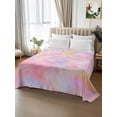 thumbnail image 3 of Queen Size Flat Sheet Only, Rainbow Color Soft Brushed Microfiber Bed Sheets, Fantasy Colorful Ombre Swirl Hotel Quality Breathable Bedding Top Sheet, Easy Care, 90"x102", 3 of 9