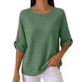 thumbnail image 2 of Ynynloco Womens Half Sleeve Casual Fall Winter Oversized Trendy Sweaters Crewneck Pullover Sweater Knit Tops, 2 of 7