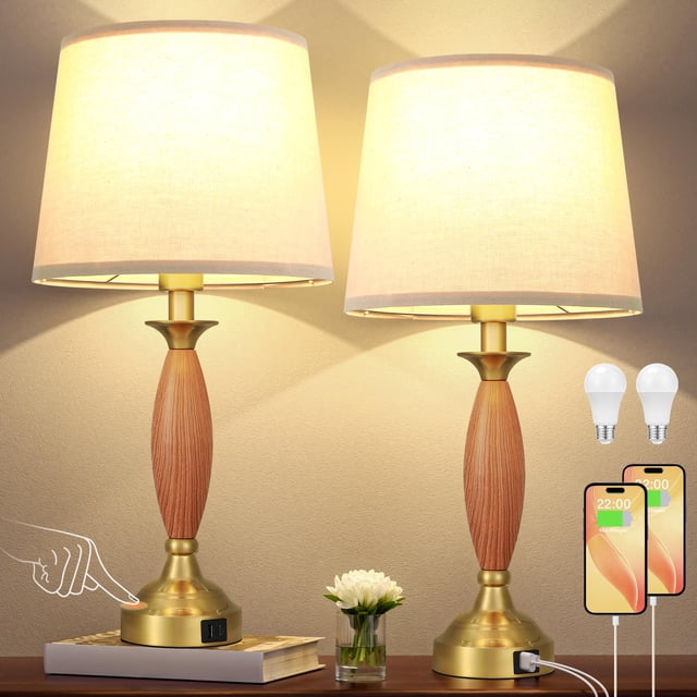 Set de lámparas Seealle Touch para mesita de noche y dormitorio, 2 unidades