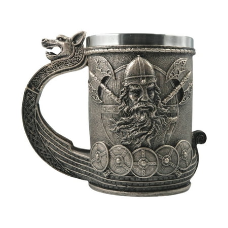 

Viking Rune Beer Mug 304 Stainless Steel Tankard Resin Imitation Pirate Nordic Decor Stein Coffee Cup Men Gift