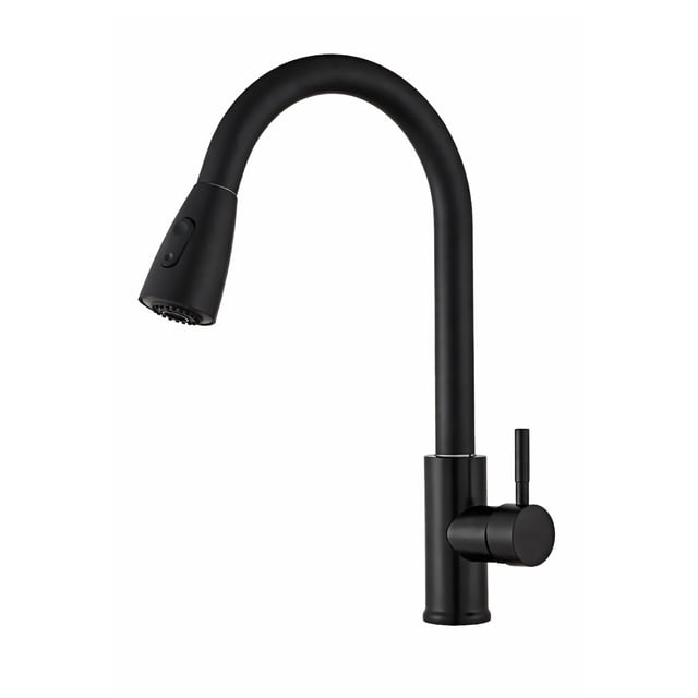 Monomando para fregadero Maxims cuello alto acero inoxidable negro mate