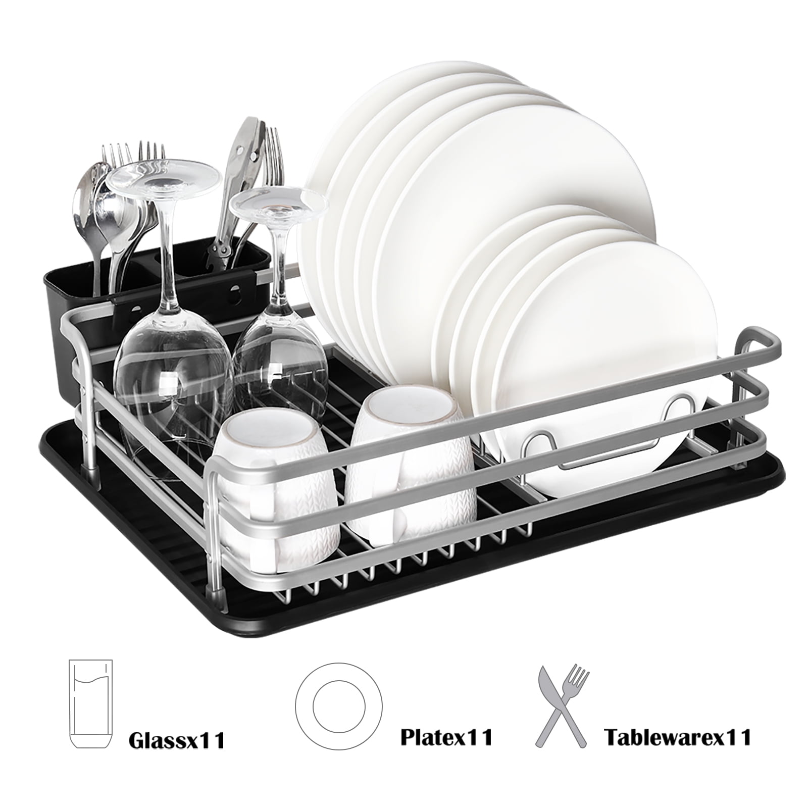 Dish Drying Rack Dish Drainer Rack with Tray Utensil Holder for Kitchen Counter Walmart