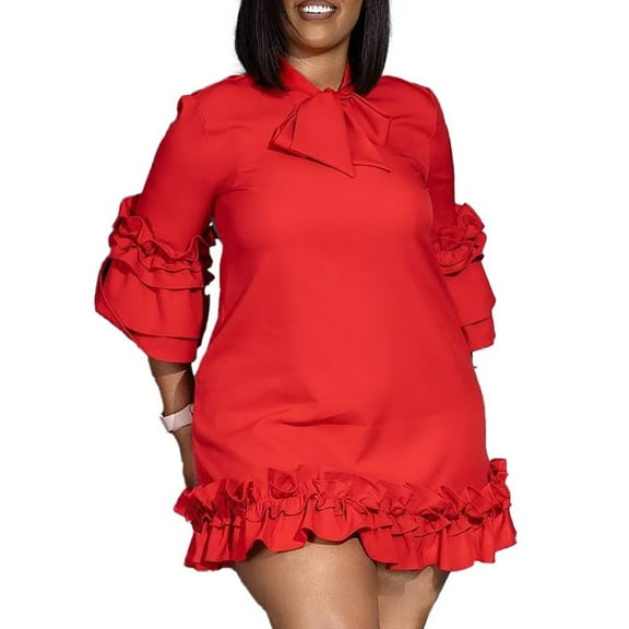 Women's Casual Vintage Half Sleeve Contrast Casual Pockets Party Swing Dress