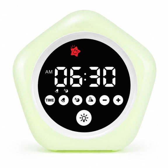 ANNNGUL Kids Alarm Clock, OK to Wake Toddler Sleep Trainer, 10-Color Night Light, White