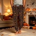 thumbnail image 2 of Domzest Halloween Mens Pajama Pants Halloween Graphic Wide Leg Sleepwear Drawstring Elastic Waisted Funny Pajama Bottoms Orange L, 2 of 7