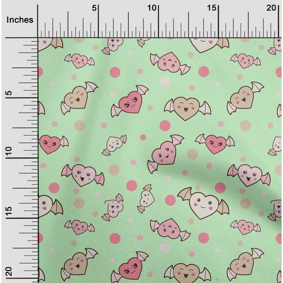 oneOone Viscose Jersey Mint Green Fabric Heart Kids Dress Material Fabric Print Fabric By The Yard 60 Inch Wide