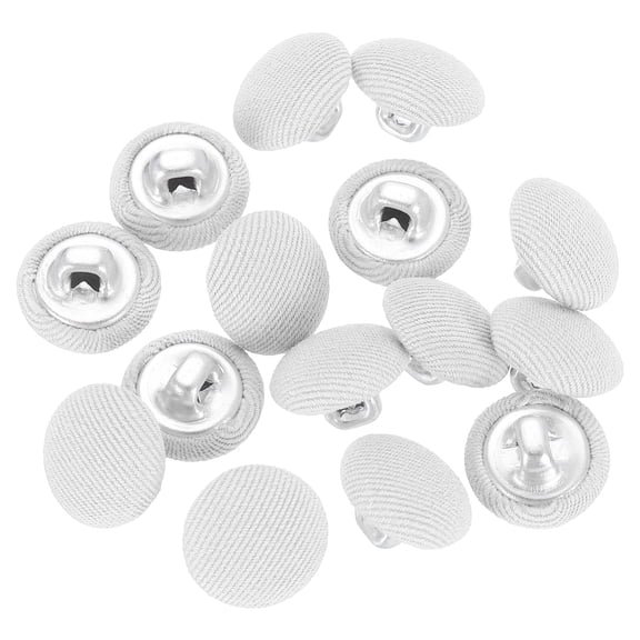 Uxcell 15 Pack Fabric Cloth Covered Button, 10mm 16L Metal Shank Round Sewing Buttons Fabric Covered Button for Coat Dress Sweater Hats Crafts Making, White