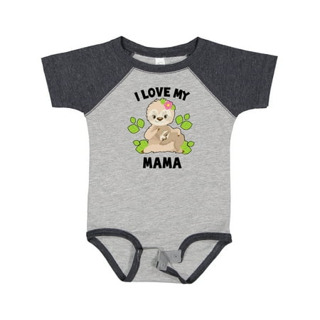 

Inktastic Cute Sloth I Love My Mama with Green Leaves Gift Baby Boy or Baby Girl Bodysuit