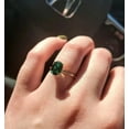thumbnail image 3 of 1. 5 Ct Oval Cut Simulated Green Emerald 4 Prong Solitaire Ring 14K Yellow Gold Plated -12, 3 of 4