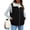Black, variant on Women's Fleece Vest Zipper Reversible Jacket Fall Coat S-2XL