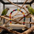 thumbnail image 6 of Bird Swing Toy Natural Wooden Perch with Colorful Plastic Beads and Two Chimes for Parrot Cage Decor, 6 of 9