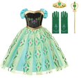thumbnail image 1 of Vestido de princesa Anna de Frozen para niñas, traje clásico Floral de malla corta para baile de graduación, Cosplay de Halloween, disfraces de fiesta de reina de la nieve, 2021 Fivean unisex, 1 of 2