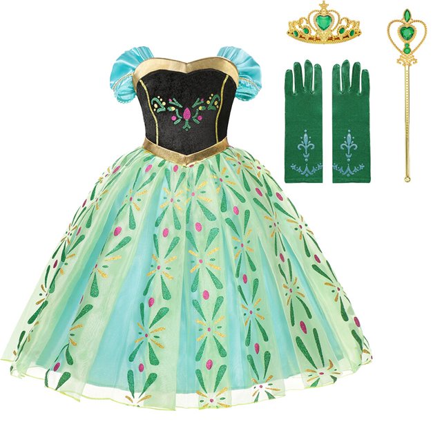 Vestido de princesa Anna de Frozen para niñas, traje clásico Floral de malla corta para baile de graduación, Cosplay de Halloween, disfraces de fiesta de reina de la nieve, 2021 Fivean unisex