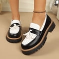 thumbnail image 6 of Gpaecead Women's Two Tone Platform Tassel Loafers Faux Leather Chunky Sole Slip On British Style Comfort Shoes For Work And Casual Black, 6 of 8