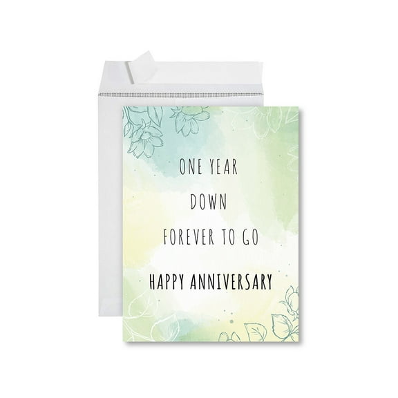 Koyal Wholesale Funny 1st Year Wedding Anniversary Jumbo Card With Envelope, One Year Down Forever To Go, Set of 1