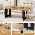 thumbnail image 4 of 71" Long Dining Table for 6-10 People - Farmhouse Kitchen Table with Extra Thick Tabletop & Heavy-Duty Metal Legs, Sturdy Rectangular Table for Dining Room, Conference Room, Office, Natural + Black, 4 of 8