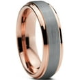 thumbnail image 5 of Charming Jewelers Tungsten Wedding Band Ring 6mm for Men Women Comfort Fit 18K Rose Gold Plated Plated Beveled Edge Brushed Polished Lifetime Guarantee, 5 of 5