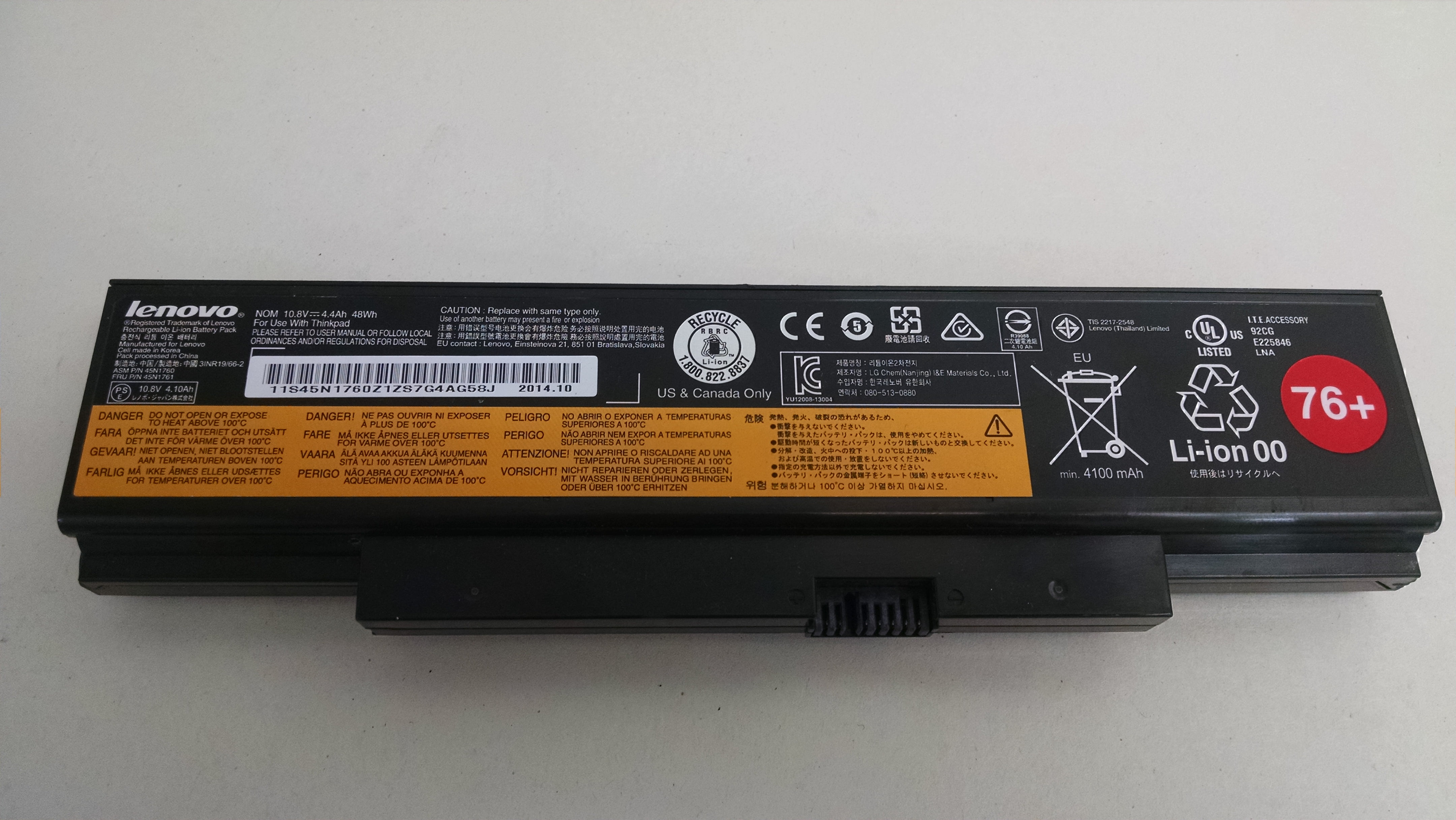 Refurbished Lenovo 45N1761 6 Cell 48Wh Laptop Battery for ThinkPad Edge