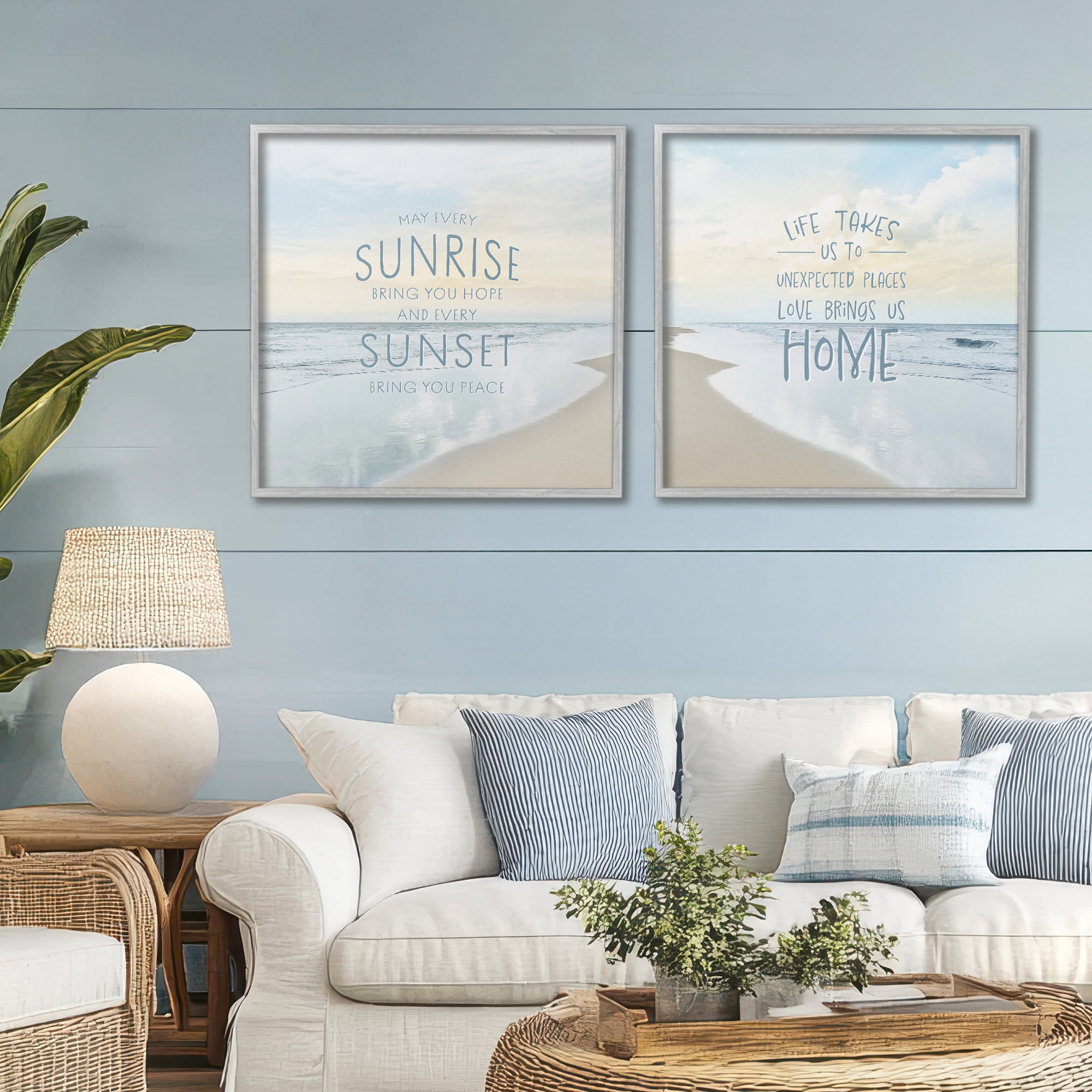 Stupell Industries Beautiful Beach Inspirations 2 Piece Gray Framed Giclee Art Set, design by Natalie Carpentieri