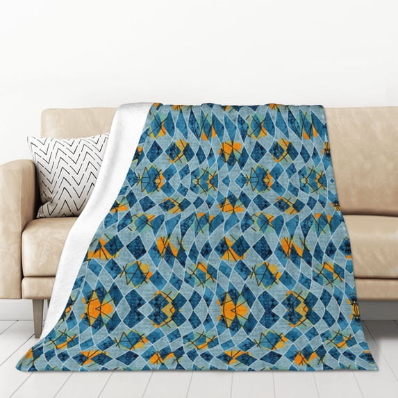 XMXT Throw Blankets, Impressionist Autumn Prints Bed Blanket for Bedroom Sofa, 50 x 70 inches Blue