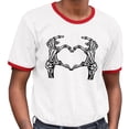 thumbnail image 2 of Skeleton Heart Hands Ringer Tee Shirt Unisex Small White/Red, 2 of 5