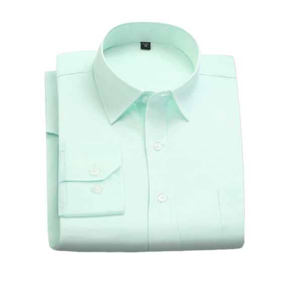 Beauty-Emily Men's Mint‑Green Long‑Sleeve Dress Shirt, Regular Fit Wrinkle‑Resistant Breathable Formal Business Button‑Up Shirt With Chest Pocket For Office Wedding Groomsman Workwear