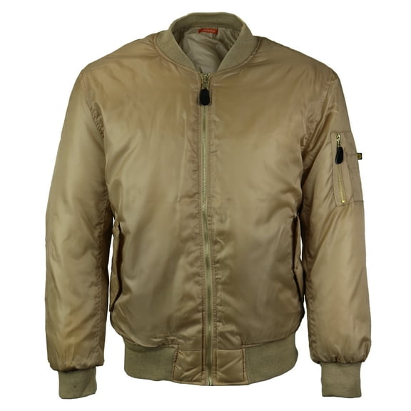 Men's Premium Multi Pocket Water Resistant Padded Zip Up Flight Bomber Jacket (Beige,S)
